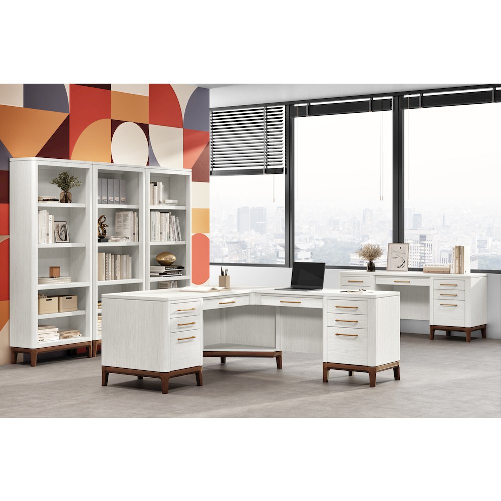 Contemporary Laminate Wood Open Bookcase, Office Shelving, Storage Cabinet