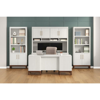 Contemporary Laminate Wood Bookcase with doors, Office Shelving, Storage Cabinet