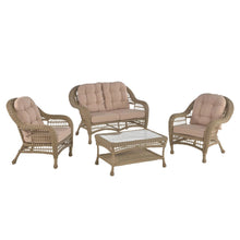 Outdoor Garden Patio 4 Pc Cappuccino Furniture Conversation Set