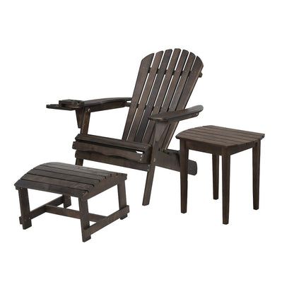 Foldable Adirondack Chair With Cup Holder Conversation Set
