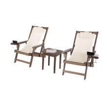 Canvas Sling Chairs With Cup And Wine Holder And End Table