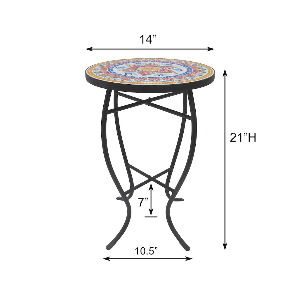 Faux Rattan Basket Chair Set With Mosiac Accent Table