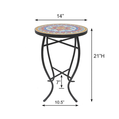 Faux Rattan Basket Chair Set With Mosiac Accent Table