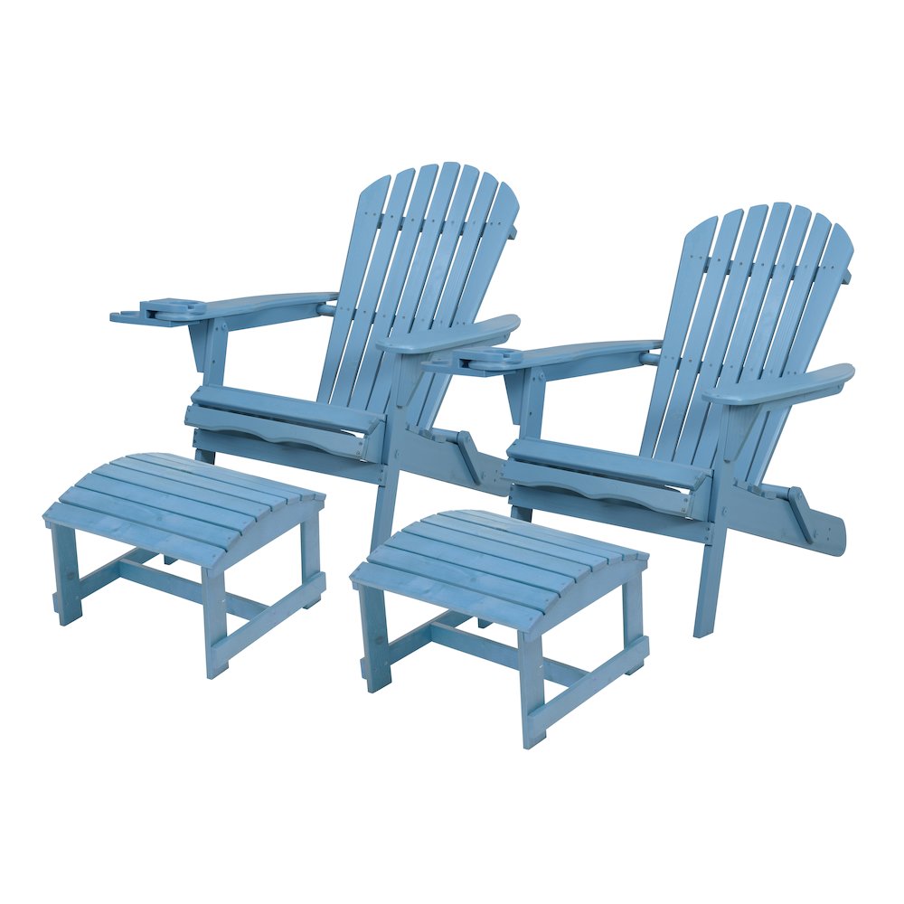 Foldable Adirondack Chair With Cup Holder Conversation Set