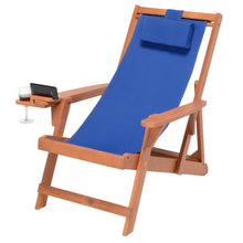 Canvas Sling Chair With Cup And Wine Holder And Ottoman (Set Of 4)