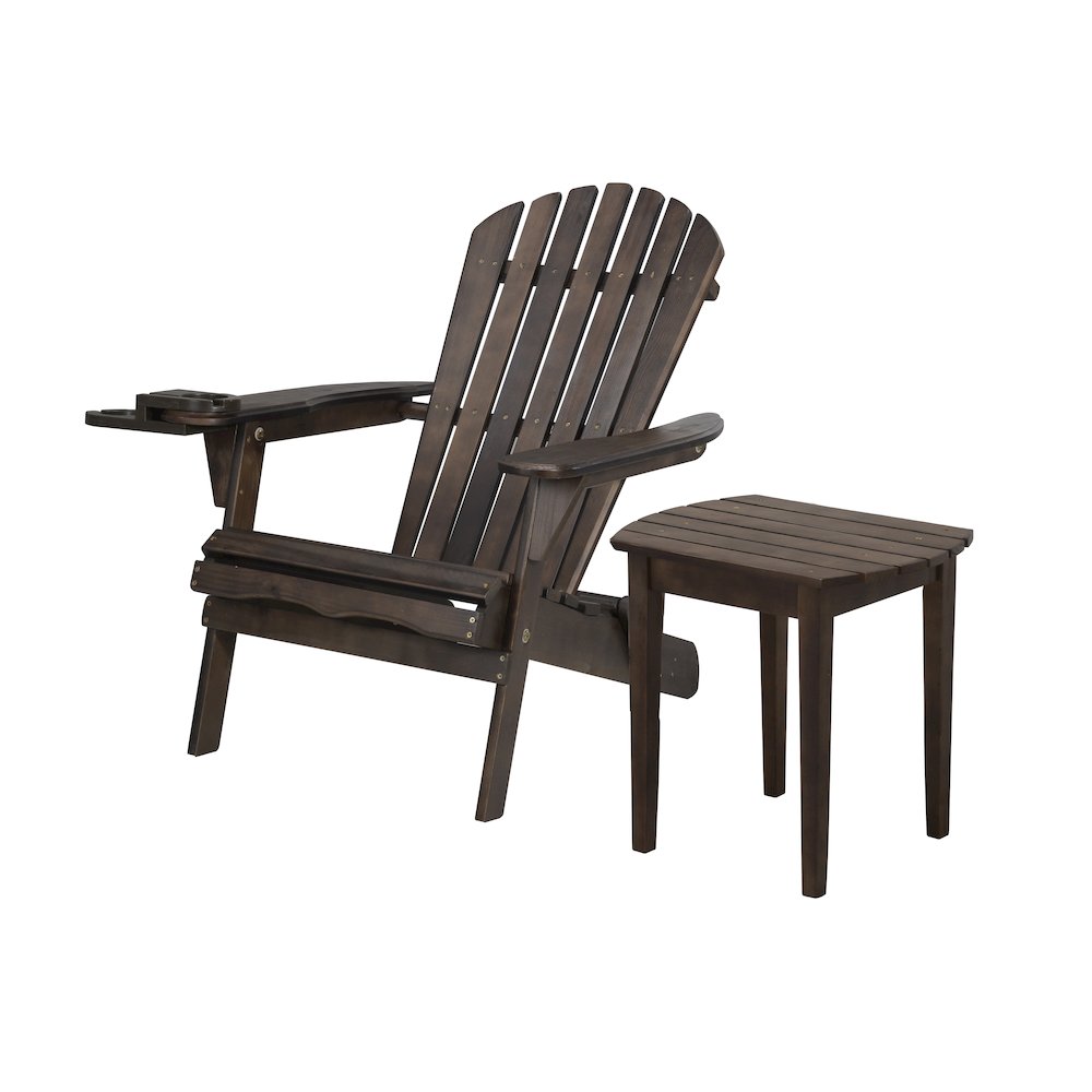 Foldable Adirondack Chair With Cup Holder With End Table
