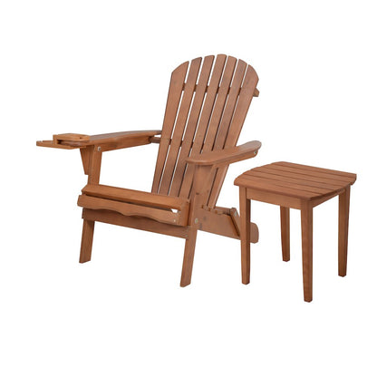 Foldable Adirondack Chair With Cup Holder With End Table