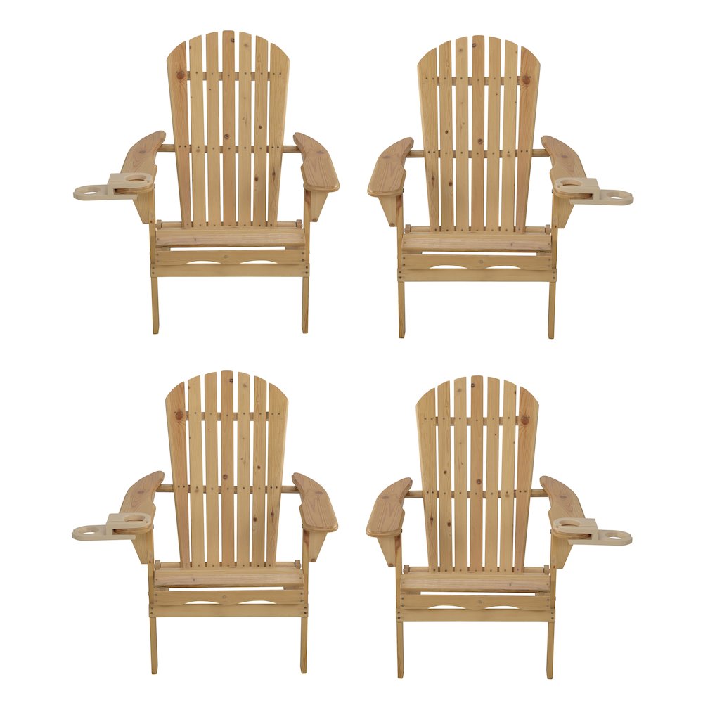 Foldable Adirondack Chair With Cup Holder Set Of 4