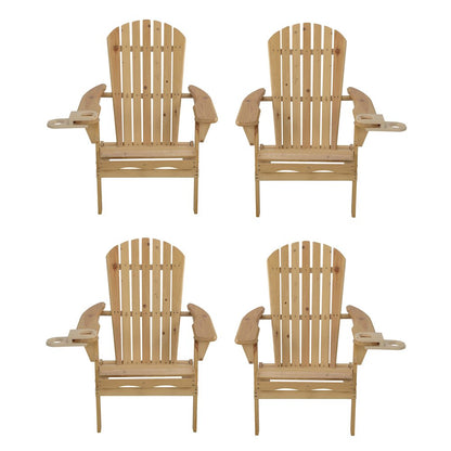 Foldable Adirondack Chair With Cup Holder Set Of 4