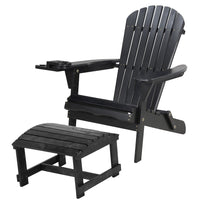Foldable Adirondack Chair With Cup Holders With Ottoman