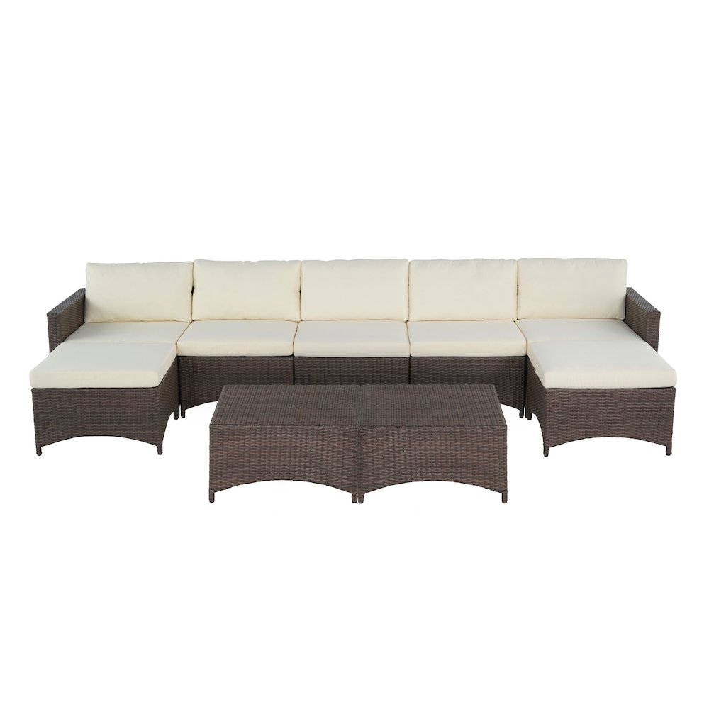 Modular Extended Sofa With Ottoman And Coffee Table Set