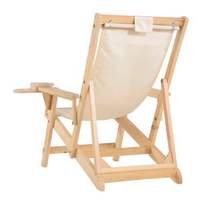 Canvas Sling Chair With Cup And Wine Holder And End Table