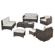 Modular Loveseat Without Arm, 2 Ottoman, 2 Swivel Armchairs And 2 Coffee Tables