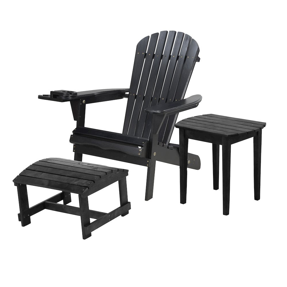 Foldable Adirondack Chair With Cup Holder Bristro Set With Ottoman