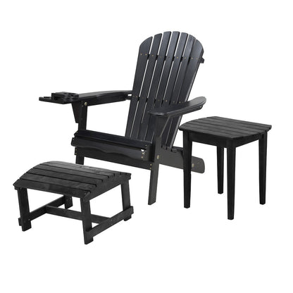 Foldable Adirondack Chair With Cup Holder Bristro Set With Ottoman