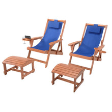 Canvas Sling Chair With Cup And Wine Holder And Ottoman (Set Of 4)