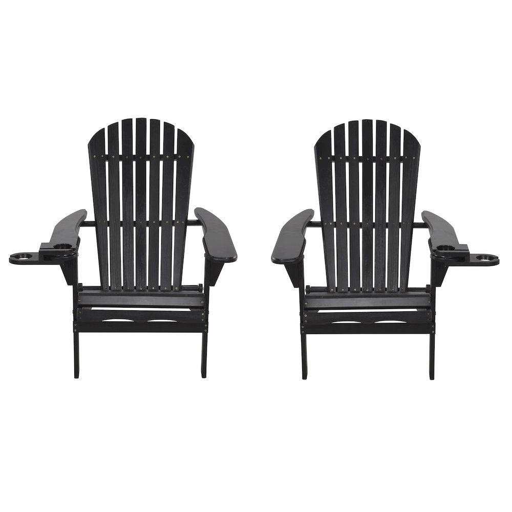 Foldable Adirondack Chair With Cup Holder Set Of 2