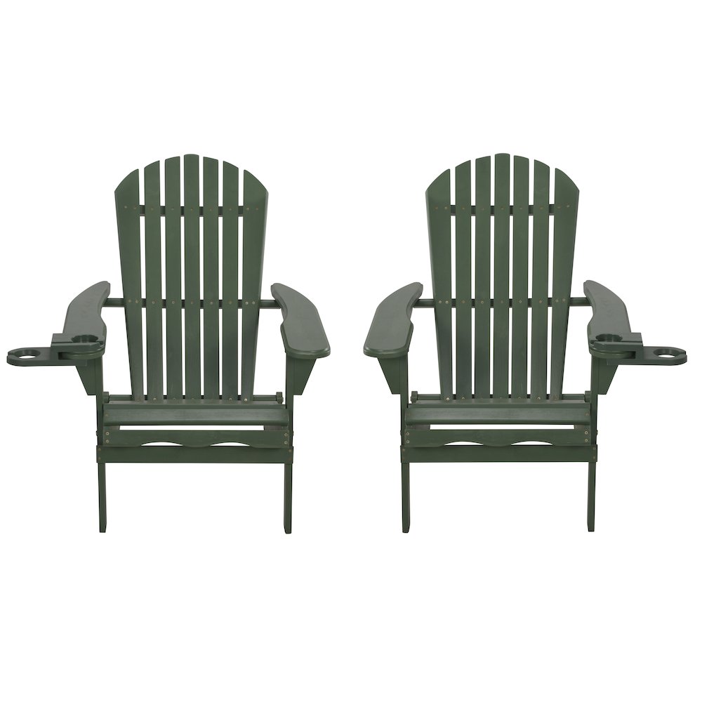 Foldable Adirondack Chair With Cup Holder Set Of 2