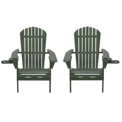 Foldable Adirondack Chair With Cup Holder Set Of 2