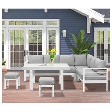 6-Pieces Grey Aluminum Frame Outdoor Dining Set With Dark Grey Cushions