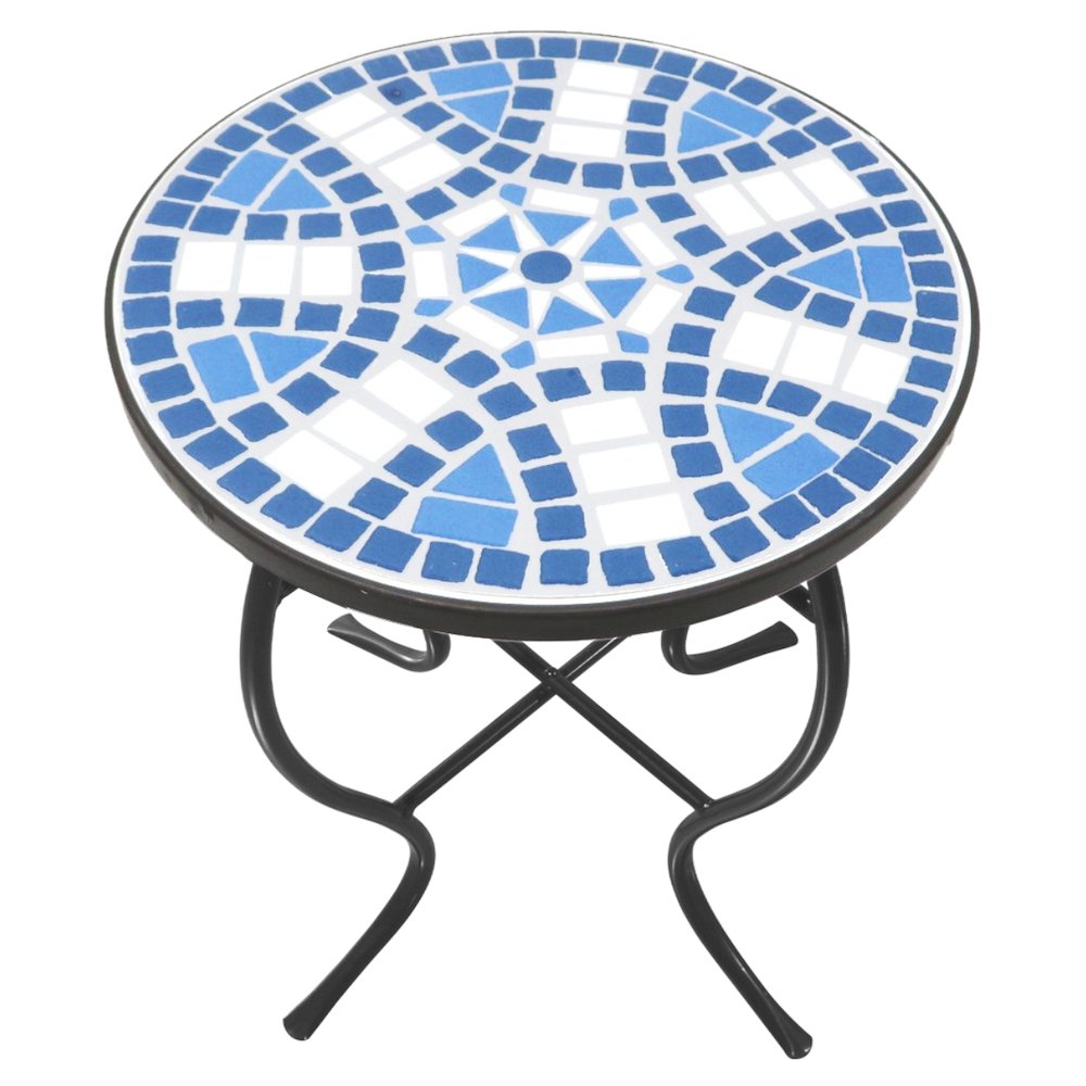 Mosaic Blue Daisy Accent Table