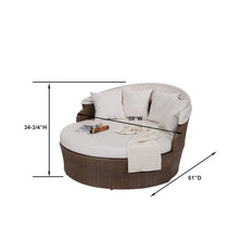 Canopy Daybed Outdoor Backyard Patio Furniture Light Brown Wicker