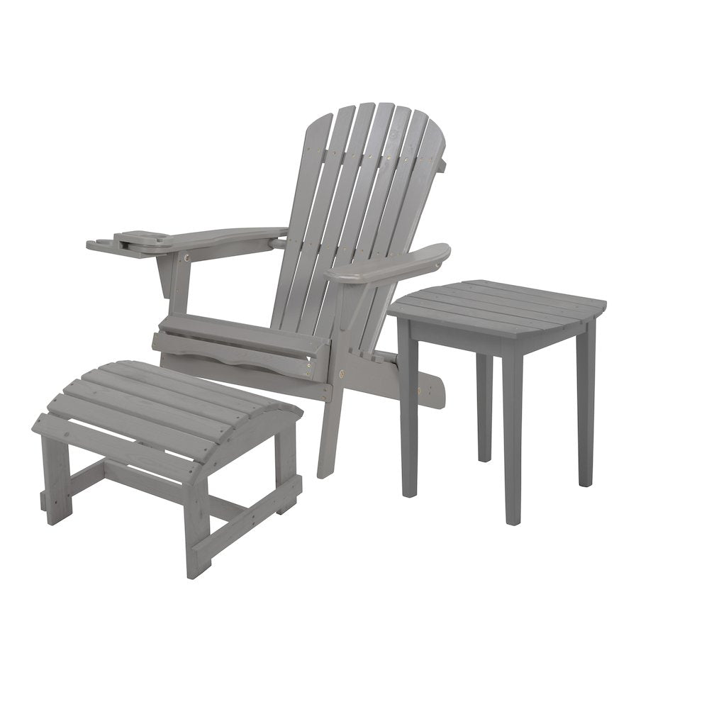 Foldable Adirondack Chair With Cup Holder Bristro Set With Ottoman