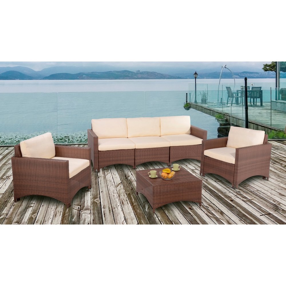Modular 3-Seater Sofa, 2 Armchairs And Coffee Table Conversation Set