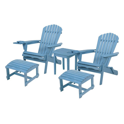 Foldable Adirondack Chair With Cup Holder Conversation Set