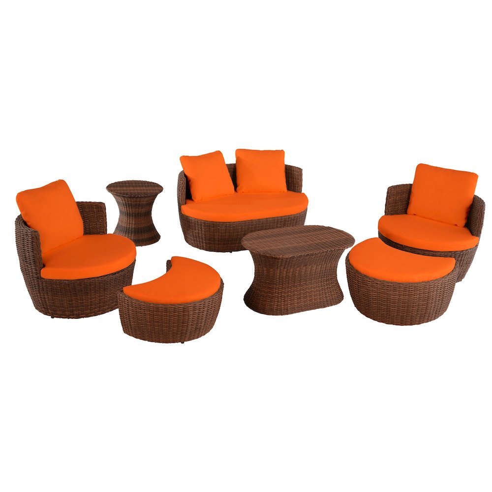 Outdoor 7-Piece Ottoman Set