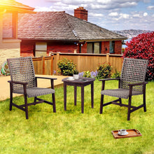 Pine Wood And Wicker Rattan - Chat Set Armchair And End Table