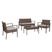 Conversation Set. Dark Brown Wicker With Beige Fabric
