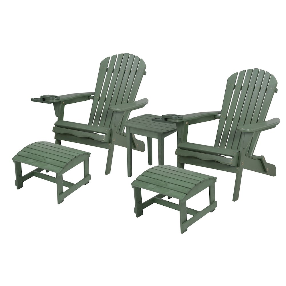Foldable Adirondack Chair With Cup Holder Conversation Set