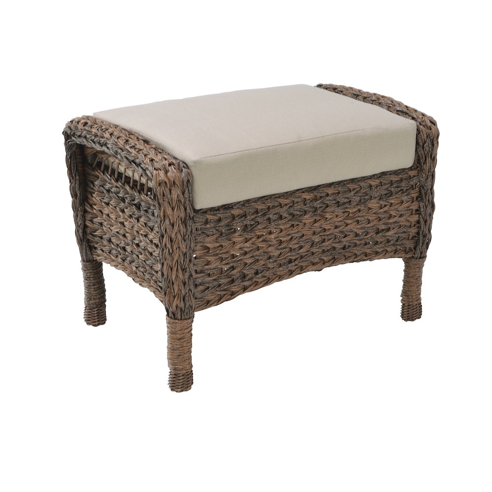 Faux Sea Grass Resin Rattan Ottoman