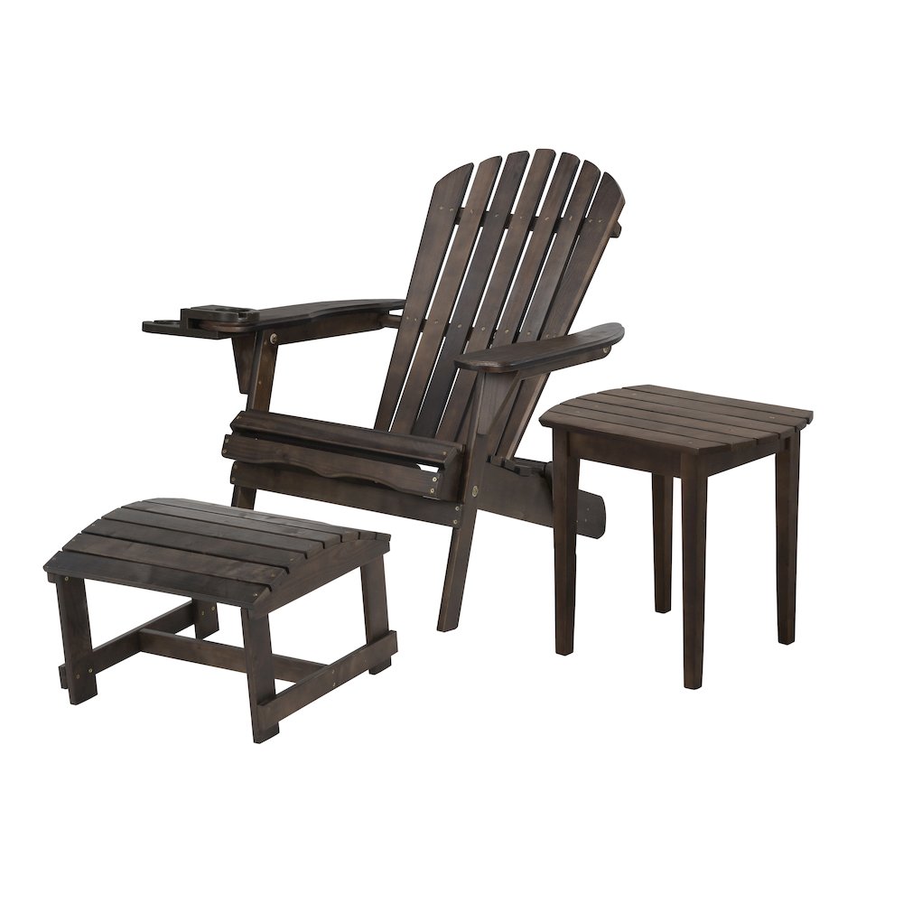 Foldable Adirondack Chair With Cup Holder Bristro Set With Ottoman
