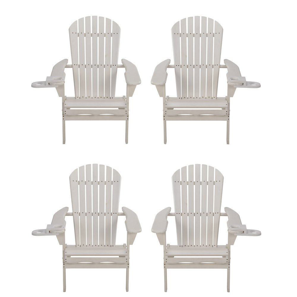 Foldable Adirondack Chair With Cup Holder Set Of 4