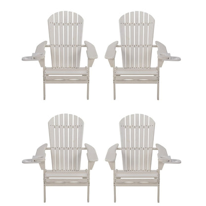 Foldable Adirondack Chair With Cup Holder Set Of 4