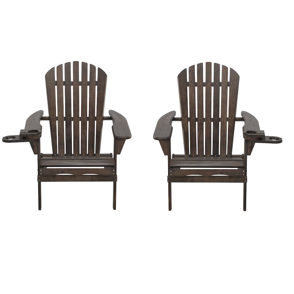 Foldable Adirondack Chair With Cup Holder Set Of 2