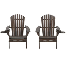 Foldable Adirondack Chair With Cup Holder Set Of 2