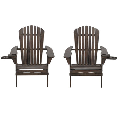 Foldable Adirondack Chair With Cup Holder Set Of 2