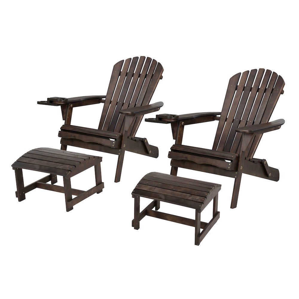 Foldable Adirondack Chair With Cup Holder Conversation Set
