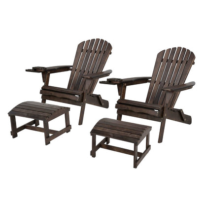 Foldable Adirondack Chair With Cup Holder Conversation Set
