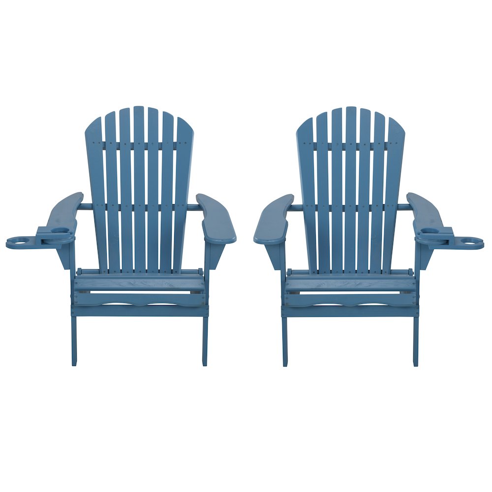 Foldable Adirondack Chair With Cup Holder Set Of 2