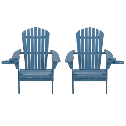 Foldable Adirondack Chair With Cup Holder Set Of 2