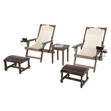 Canvas Sling Chair With Cup And Wine Holder And Ottoman (Set Of 5)