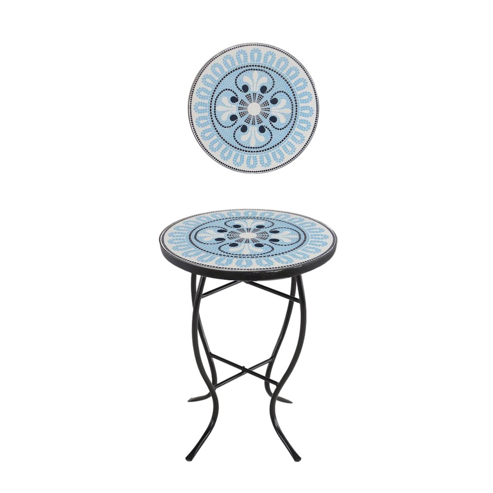 Mosaic Pansies Blue Accent Table