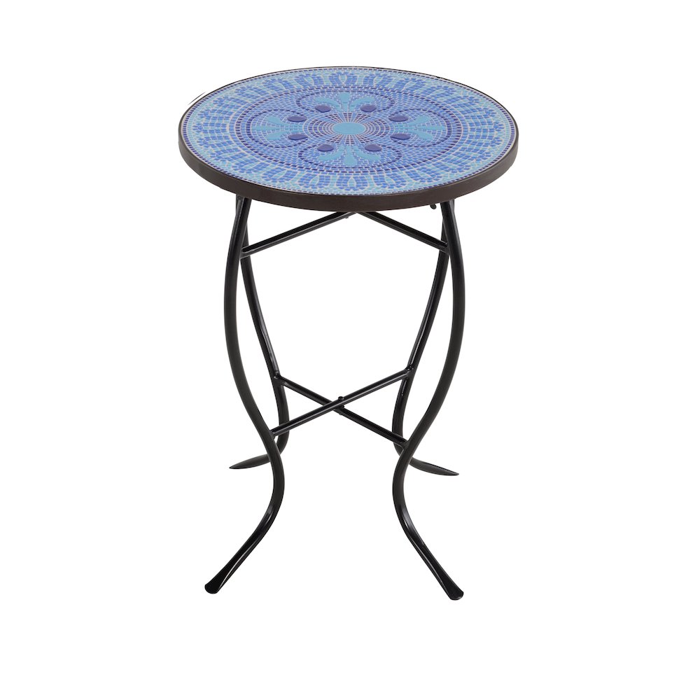 Mosaic Pansies Blue Accent Table