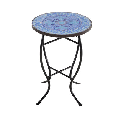 Mosaic Pansies Blue Accent Table
