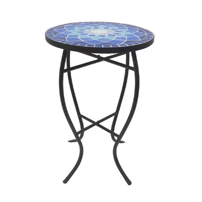 Mosaic Blue Rose Accent Table
