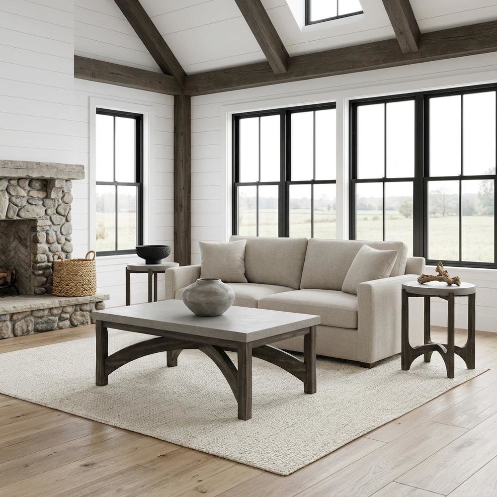 Living Room Set, Coffee Table Set of 3 with End Tables, Brown Wood